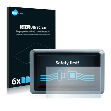 Parte frontale di una confezione del prodotto con il logo del marchio Savvies. Accanto è raffigurato il dispositivo Garmin zum