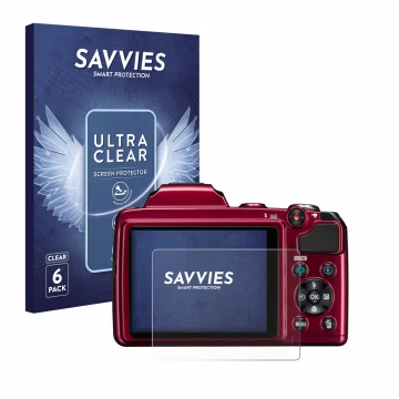 Parte frontale di una confezione del prodotto con il logo del marchio Savvies. Accanto è raffigurato il dispositivo Nikon Cool