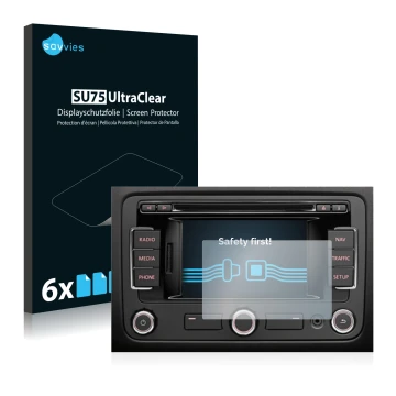 Parte frontale di una confezione del prodotto con il logo del marchio Savvies. Accanto è raffigurato il dispositivo Volkswagen