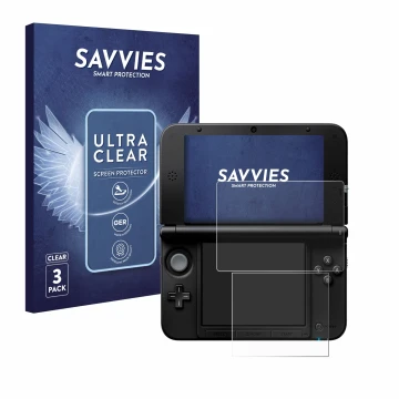 Parte frontale di una confezione del prodotto con il logo del marchio Savvies. Accanto è raffigurato il dispositivo Nintendo 3