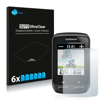 Parte frontale di una confezione del prodotto con il logo del marchio Savvies. Accanto è raffigurato il dispositivo Garmin Edg