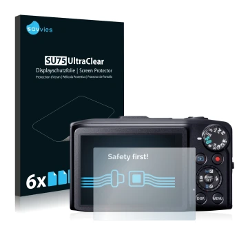 Parte frontale di una confezione del prodotto con il logo del marchio Savvies. Accanto è raffigurato il dispositivo Canon Powe