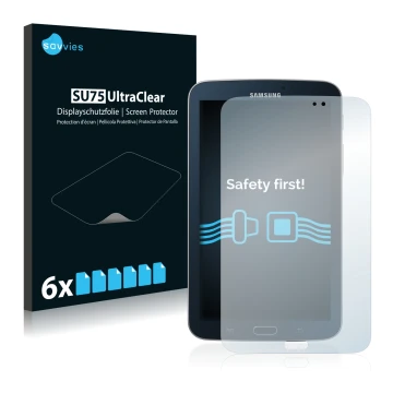 Parte frontale di una confezione del prodotto con il logo del marchio Savvies. Accanto è raffigurato il dispositivo Samsung Ga