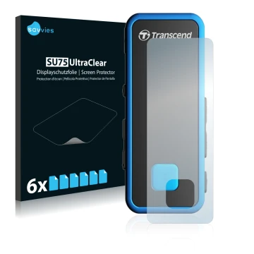 Parte frontale di una confezione del prodotto con il logo del marchio Savvies. Accanto è raffigurato il dispositivo Transcend 