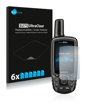 Parte frontale di una confezione del prodotto con il logo del marchio Savvies. Accanto è raffigurato il dispositivo Garmin GPS