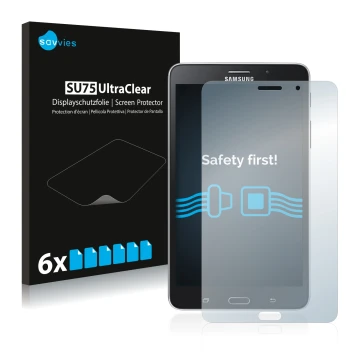 Parte frontale di una confezione del prodotto con il logo del marchio Savvies. Accanto è raffigurato il dispositivo Samsung Ga