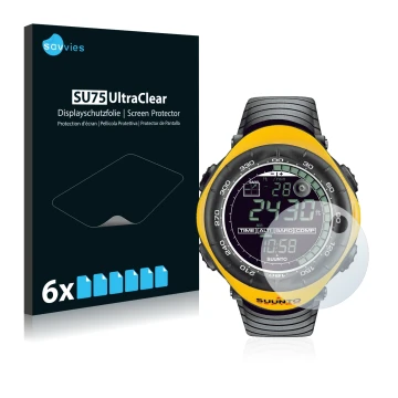 Parte frontale di una confezione del prodotto con il logo del marchio Savvies. Accanto è raffigurato il dispositivo Suunto Vec