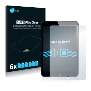 Parte frontale di una confezione del prodotto con il logo del marchio Savvies. Accanto è raffigurato il dispositivo Apple iPad