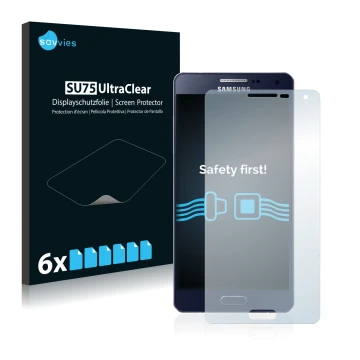 Parte frontale di una confezione del prodotto con il logo del marchio Savvies. Accanto è raffigurato il dispositivo Samsung Ga