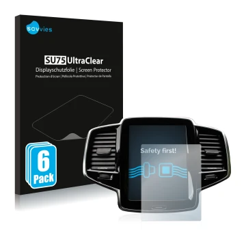 Parte frontale di una confezione del prodotto con il logo del marchio Savvies. Accanto è raffigurato il dispositivo Volvo XC90