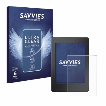 Parte frontale di una confezione del prodotto con il logo del marchio Savvies. Accanto è raffigurato il dispositivo Amazon Kin