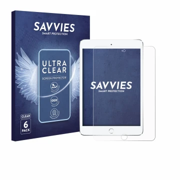 Parte frontale di una confezione del prodotto con il logo del marchio Savvies. Accanto è raffigurato il dispositivo Apple iPad
