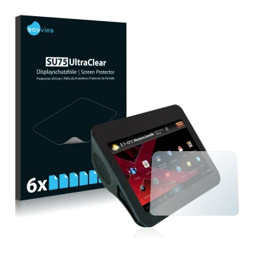 Parte frontale di una confezione del prodotto con il logo del marchio Savvies. Accanto è raffigurato il dispositivo Xoro HMT 3