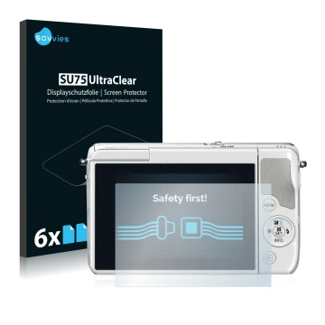 Parte frontale di una confezione del prodotto con il logo del marchio Savvies. Accanto è raffigurato il dispositivo Canon EOS 