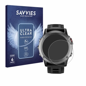 Parte frontale di una confezione del prodotto con il logo del marchio Savvies. Accanto è raffigurato il dispositivo Garmin Fen
