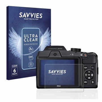 Parte frontale di una confezione del prodotto con il logo del marchio Savvies. Accanto è raffigurato il dispositivo Nikon Cool
