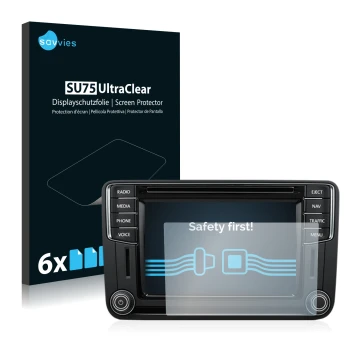 Parte frontale di una confezione del prodotto con il logo del marchio Savvies. Accanto è raffigurato il dispositivo Volkswagen