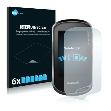 Parte frontale di una confezione del prodotto con il logo del marchio Savvies. Accanto è raffigurato il dispositivo Garmin Ore