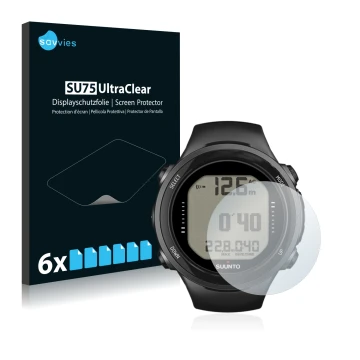 Parte frontale di una confezione del prodotto con il logo del marchio Savvies. Accanto è raffigurato il dispositivo Suunto D4i