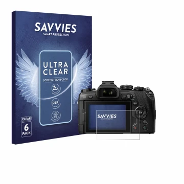 Parte frontale di una confezione del prodotto con il logo del marchio Savvies. Accanto è raffigurato il dispositivo Olympus OM