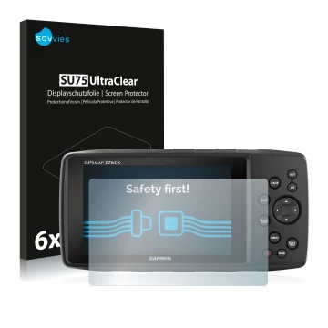 Parte frontale di una confezione del prodotto con il logo del marchio Savvies. Accanto è raffigurato il dispositivo Garmin 276