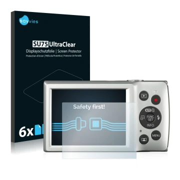 Parte frontale di una confezione del prodotto con il logo del marchio Savvies. Accanto è raffigurato il dispositivo Canon Digi