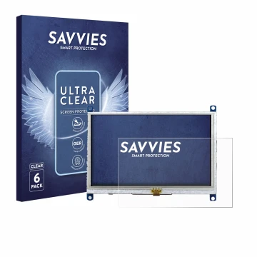 Parte frontale di una confezione del prodotto con il logo del marchio Savvies. Accanto è raffigurato il dispositivo Raspberry 