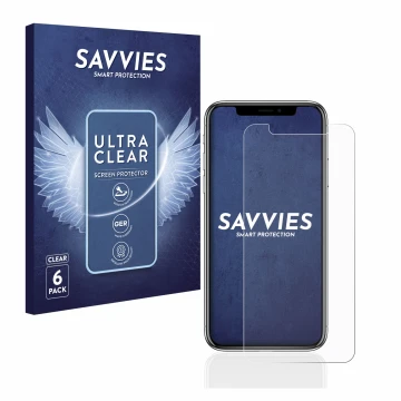 Parte frontale di una confezione del prodotto con il logo del marchio Savvies. Accanto è raffigurato il dispositivo Apple iPho