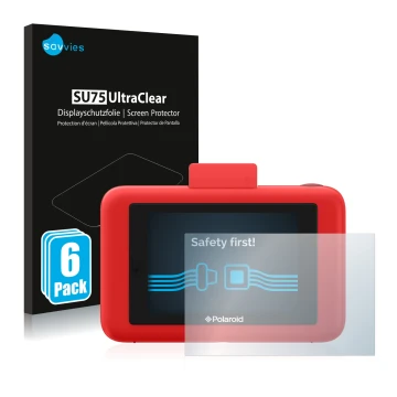 Parte frontale di una confezione del prodotto con il logo del marchio Savvies. Accanto è raffigurato il dispositivo Polaroid S