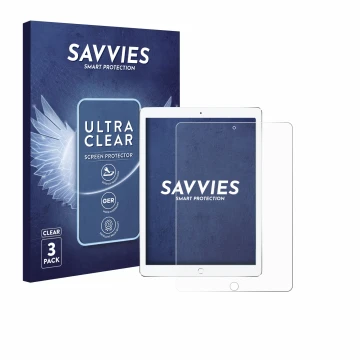 Parte frontale di una confezione del prodotto con il logo del marchio Savvies. Accanto è raffigurato il dispositivo Apple iPad