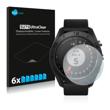 Parte frontale di una confezione del prodotto con il logo del marchio Savvies. Accanto è raffigurato il dispositivo Garmin App
