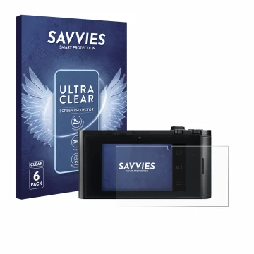 Parte frontale di una confezione del prodotto con il logo del marchio Savvies. Accanto è raffigurato il dispositivo Leica TL2 