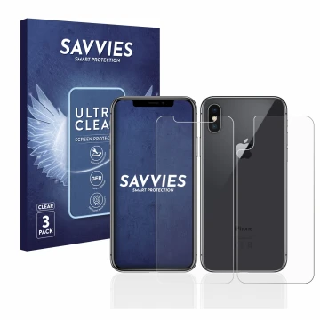 Parte frontale di una confezione del prodotto con il logo del marchio Savvies. Accanto è raffigurato il dispositivo Apple iPho
