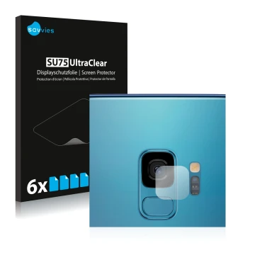 Parte frontale di una confezione del prodotto con il logo del marchio Savvies. Accanto è raffigurato il dispositivo Samsung Ga