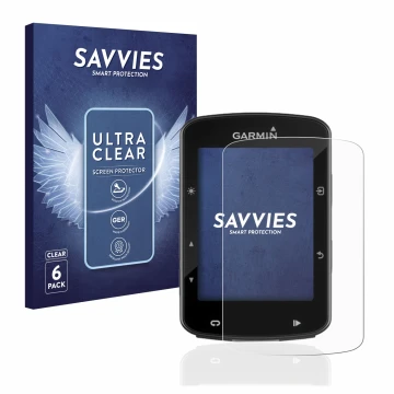 Parte frontale di una confezione del prodotto con il logo del marchio Savvies. Accanto è raffigurato il dispositivo Garmin Edg