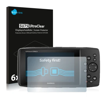 Parte frontale di una confezione del prodotto con il logo del marchio Savvies. Accanto è raffigurato il dispositivo Garmin GPS