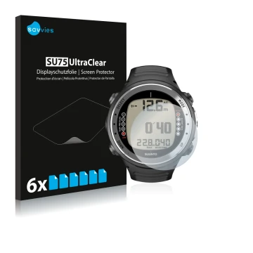 Parte frontale di una confezione del prodotto con il logo del marchio Savvies. Accanto è raffigurato il dispositivo Suunto D4I