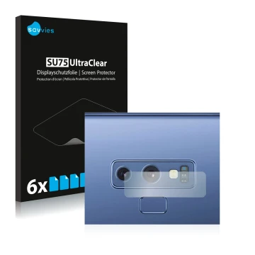 Parte frontale di una confezione del prodotto con il logo del marchio Savvies. Accanto è raffigurato il dispositivo Samsung Ga