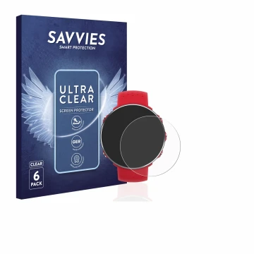 Parte frontale di una confezione del prodotto con il logo del marchio Savvies. Accanto è raffigurato il dispositivo Polar Vant