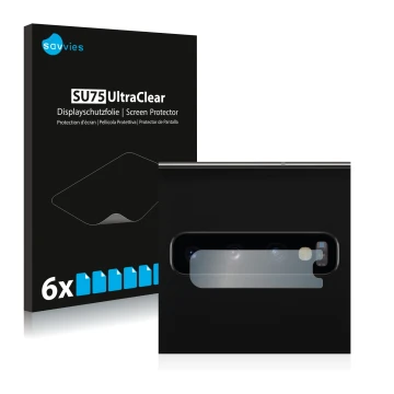 Parte frontale di una confezione del prodotto con il logo del marchio Savvies. Accanto è raffigurato il dispositivo Samsung Ga