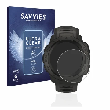 Parte frontale di una confezione del prodotto con il logo del marchio Savvies. Accanto è raffigurato il dispositivo Garmin Ins