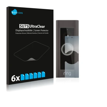 Parte frontale di una confezione del prodotto con il logo del marchio Savvies. Accanto è raffigurato il dispositivo Ring Video