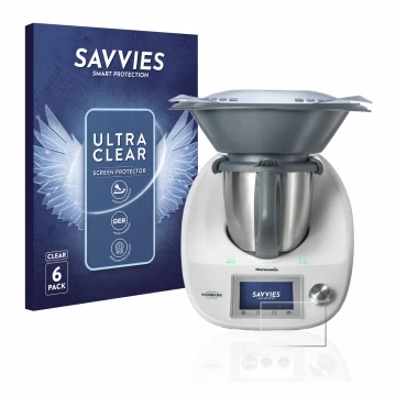 Parte frontale di una confezione del prodotto con il logo del marchio Savvies. Accanto è raffigurato il dispositivo Vorwerk Bi