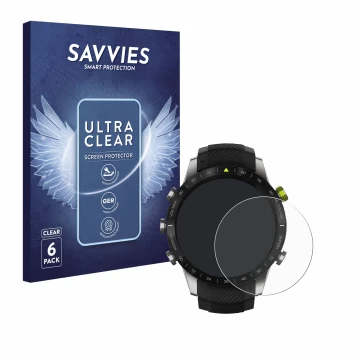 Parte frontale di una confezione del prodotto con il logo del marchio Savvies. Accanto è raffigurato il dispositivo Garmin Mar