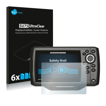 Parte frontale di una confezione del prodotto con il logo del marchio Savvies. Accanto è raffigurato il dispositivo Humminbird