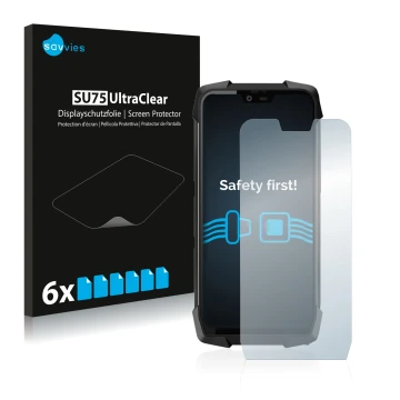 Parte frontale di una confezione del prodotto con il logo del marchio Savvies. Accanto è raffigurato il dispositivo Blackview 