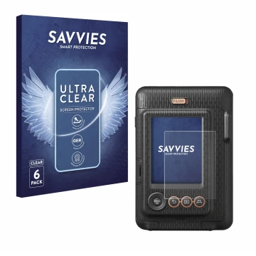 Parte frontale di una confezione del prodotto con il logo del marchio Savvies. Accanto è raffigurato il dispositivo Fujifilm I