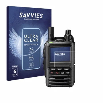 Parte frontale di una confezione del prodotto con il logo del marchio Savvies. Accanto è raffigurato il dispositivo Yaesu FT-3