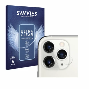 Parte frontale di una confezione del prodotto con il logo del marchio Savvies. Accanto è raffigurato il dispositivo Apple iPho