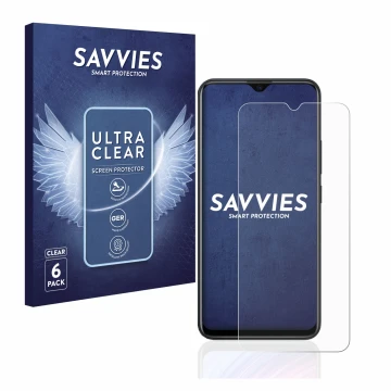 Parte frontale di una confezione del prodotto con il logo del marchio Savvies. Accanto è raffigurato il dispositivo Xiaomi Red